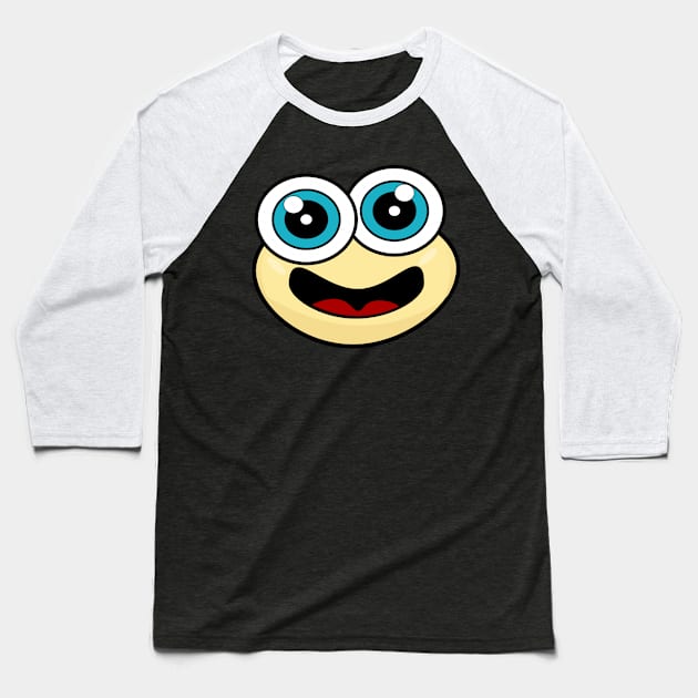 Anxious Funny Face Cartoon Baseball T-Shirt by AllFunnyFaces
